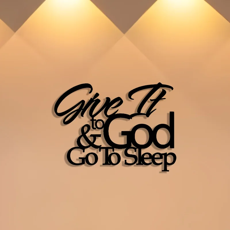 CIFBUY Metal Wall Art Let Go And Let God Scripture Sign Religious Home Decor Elegant Cursive Boho Living Room Bedroom