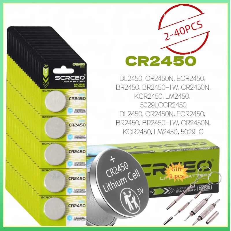 2-60 قطعة CR2450 3 فولت بطارية خلية عملة الليثيوم لأجهزة التحكم عن بعد فتاحات باب المرآب الآلات الحاسبة موازين الحرارة BMW مفتاح السيارة فوب