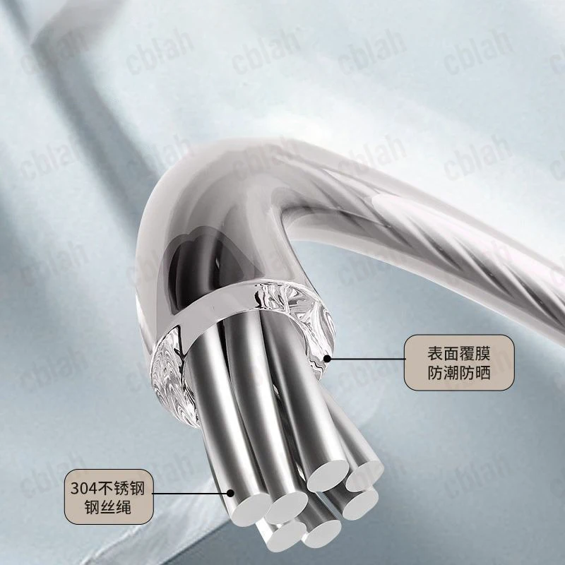 5M Invisible Clothesline-Stainless Steel Wire Rope,Rustproof&Adjustable, Heavy Duty for Indoor/Outdoor Drying,Strong Load-Bearin