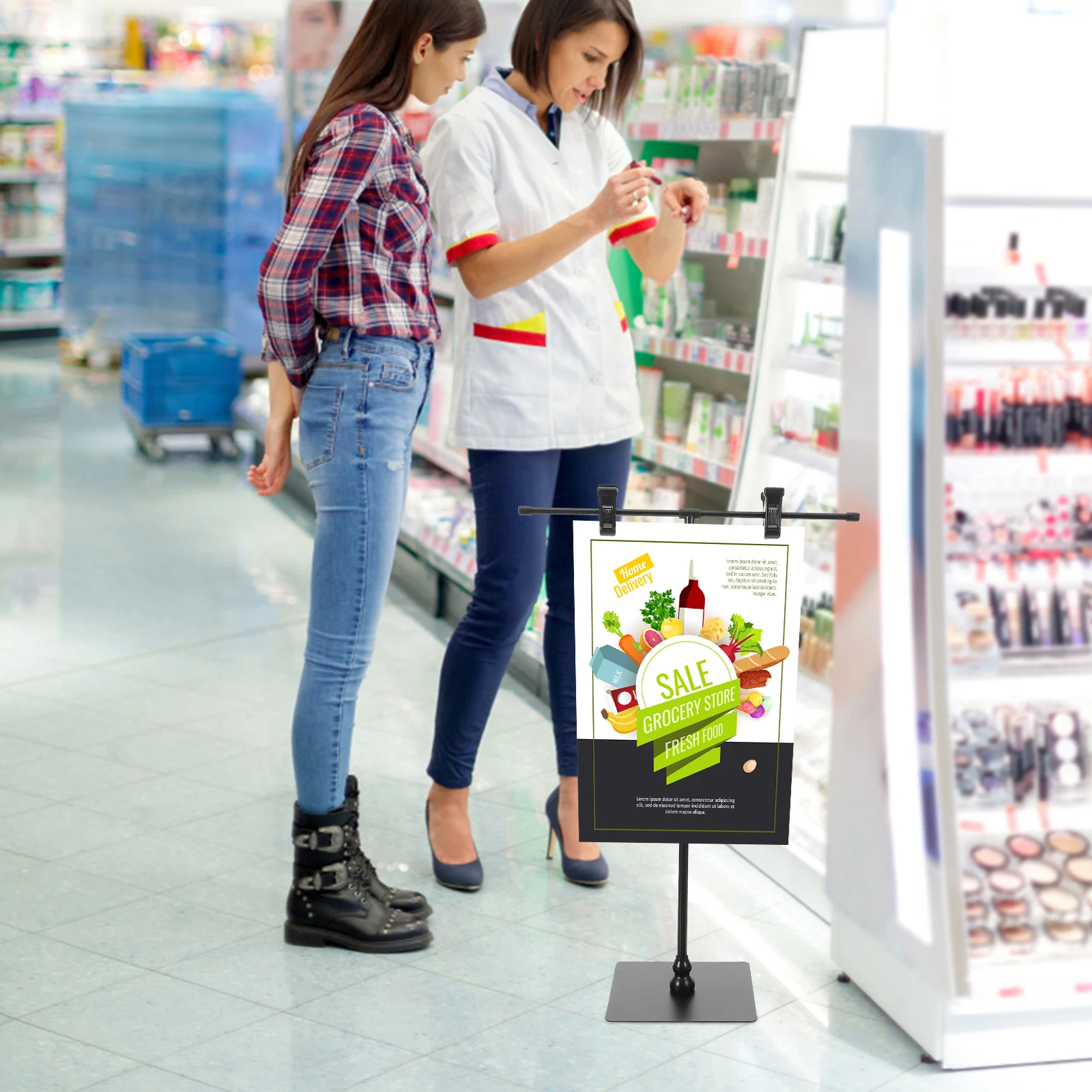 

Poster Holder Adjustable Sign Stand Banner for Display Advertising Bracket