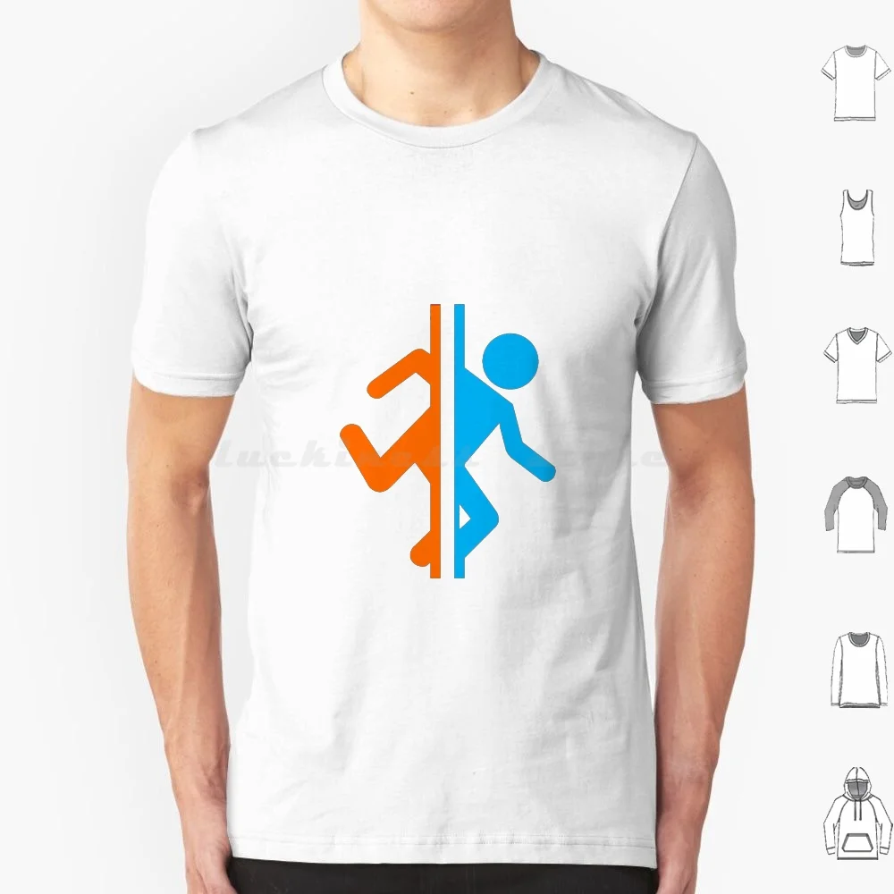 Portal Silhouette T Shirt Cotton Men Women Diy Print Portal Portal 2 Glados 2 3 Portal 3 Blue Orange Gel Chell Cake Is A Lie