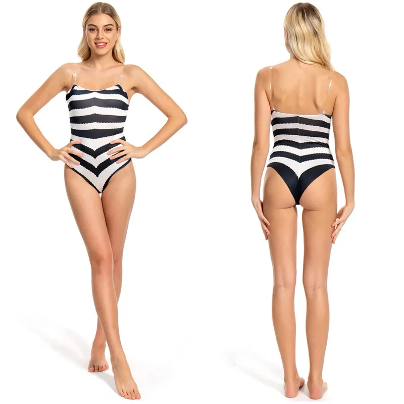 Margot Cosplay Sexy Black White Stripped Swimsuit Summer Women Costume 2024 Movie Barbei Fantasia Halloween Beach Party Disguise