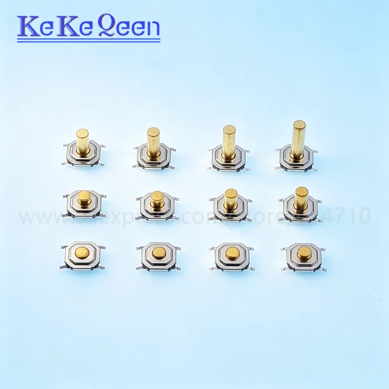 50-100pcs 4*4mm 5.2x5.2mmH=1.5/1.6/1.7/2.0/2.5/3/4/5/6/7/8/9mm Momentary Metal Tact Push Button Switch 260GF SMT 4PIN Key Button