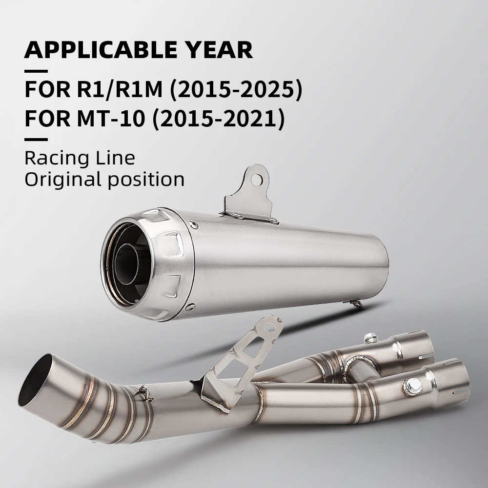 

Slip On For YZF R1 R1M 2022 2023 MT10 2015-2021 Motorcycle Exhaust Escape Systems Mid Link Pipe Connection 60mm Muffler