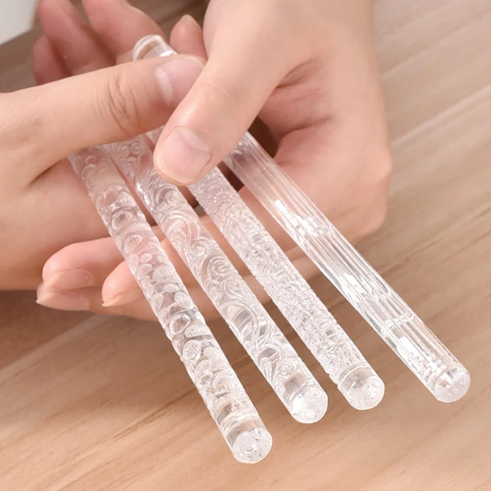 Acrylic Texture Rolling Pin Ceramic Pottery Art Embossed Rod Flower Pattern Mud Embossing Rolling Stick DIY Clay Craft Tool