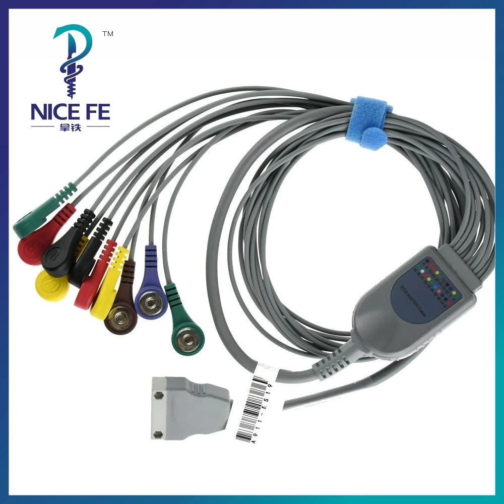 ECG Cable lead ECG Holter Monitoring Recorder System For Holter ECG cable with 10 lead snap