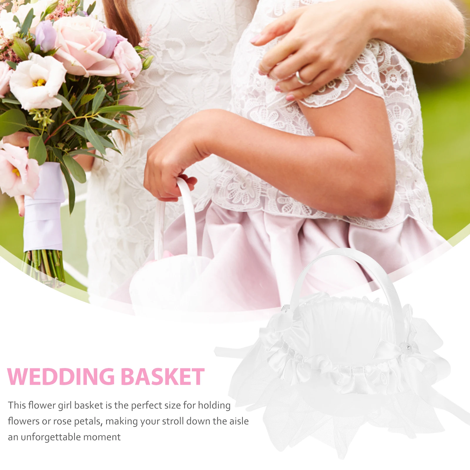 

Elegant Wedding Girl Basket Wedding Supplies Small H held Fabric Decoration Bride Supplies Storage Collecting Tools