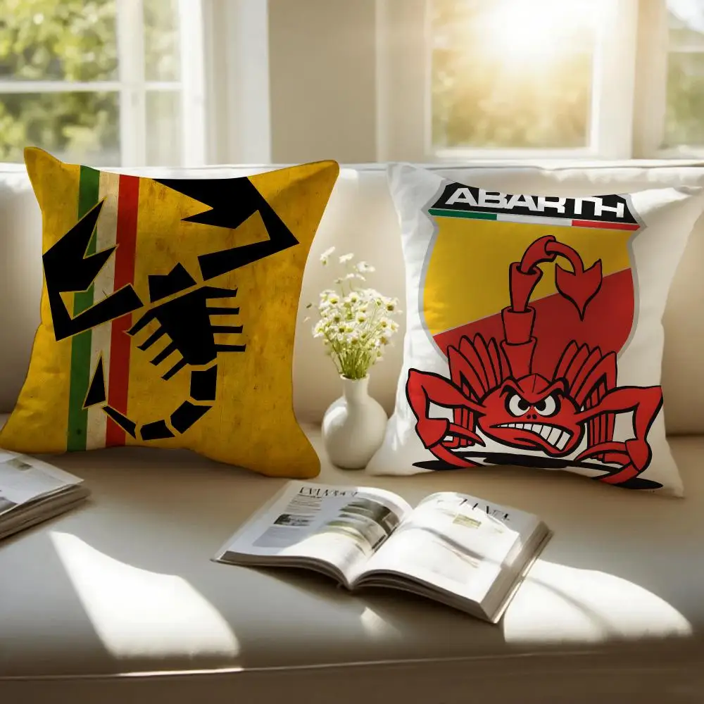 Sporty Brand A-Abarth Scorpion Cushion Cover Pillowcase Anti-dustmite Invisible Zipper Short Plush Sofa Cushion