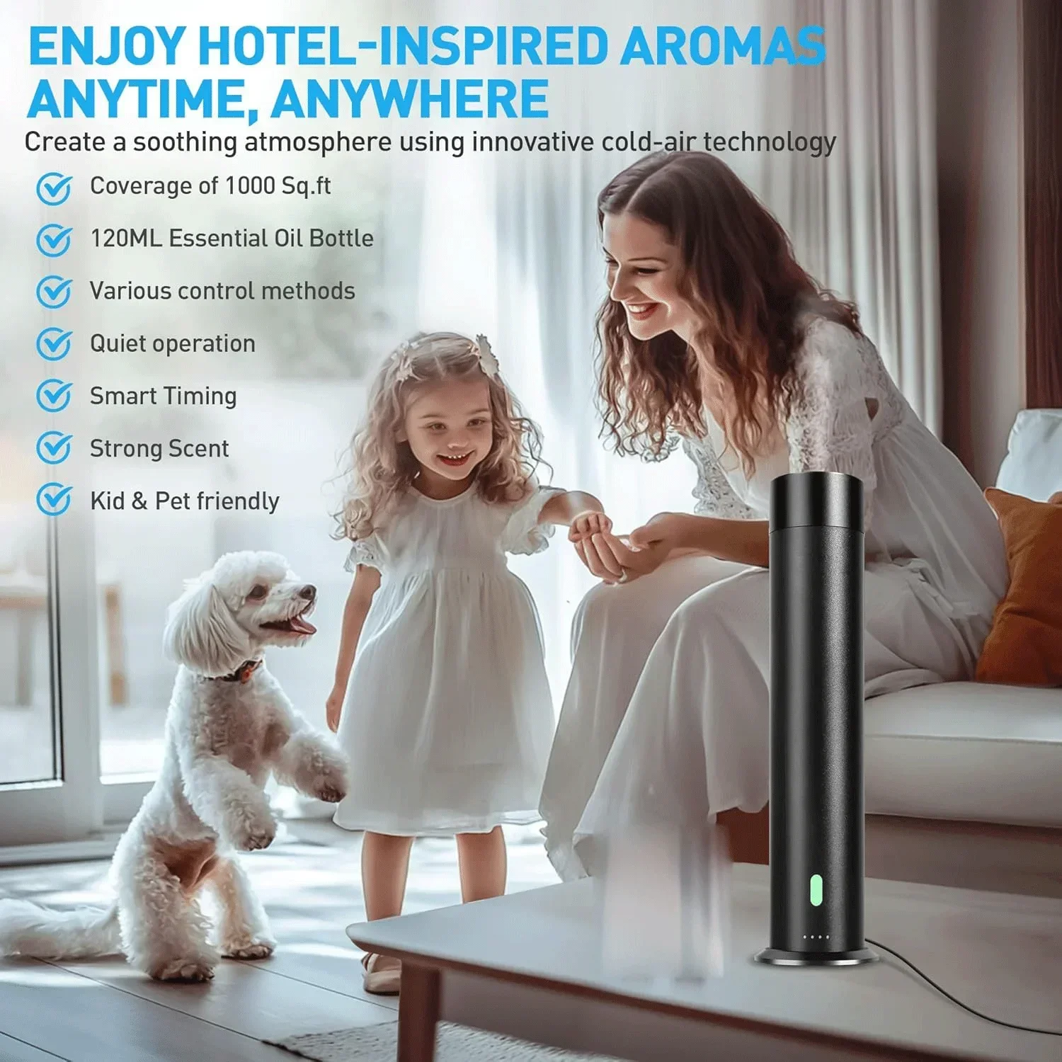 Waterless Essential Oil Diffuser with Remote Aluminium Alloy Scent Air Machine for Large Area Home Hotel Room Fragrance