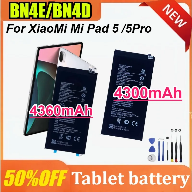 

New 4360/4300mAh BN4E BN4D Replacement Battery for XiaoMi Mi Pad5 Pad 5 Pro Rechargeable Tablet Battery with Tools
