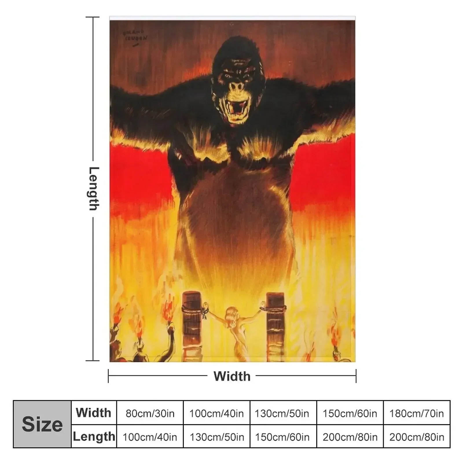 Vintage King Kong Movie Poster Throw Blanket Kid'S Summer Decorative Sofas blankets and throws Blankets