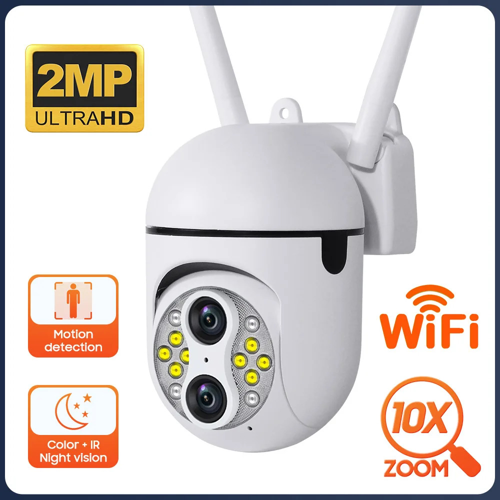 2MP 1080P Dual Lens 10X Zoom IPC360Home APP Wireless PTZ IP Dome Camera Full Color AI Humanoid Detection CCTV Baby Monitor