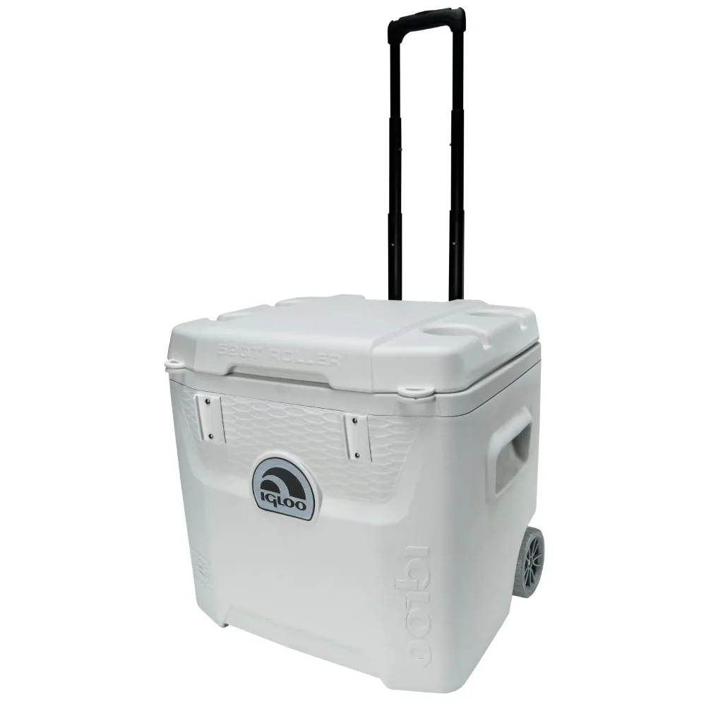 

52 QT Ice Chest Cooler with Wheels Tool Bag Wheeled White Multifunctional Storage Box Fishing Articles Tackle Accessories Sports