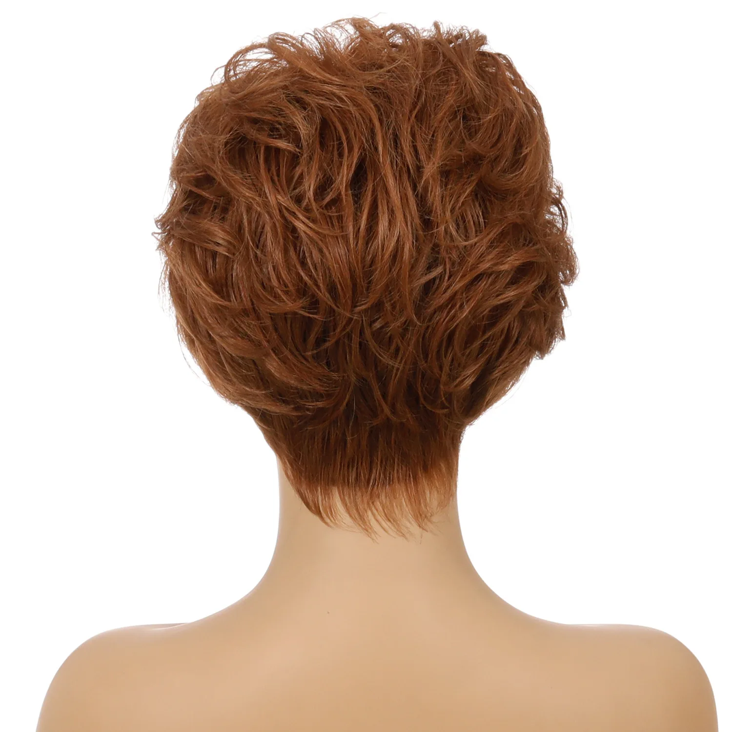 Pelucas sintéticas cortas de onda Natural para mujer, cabello femenino, corte Pixie hinchado, rojo, negro, marrón, resistente al calor