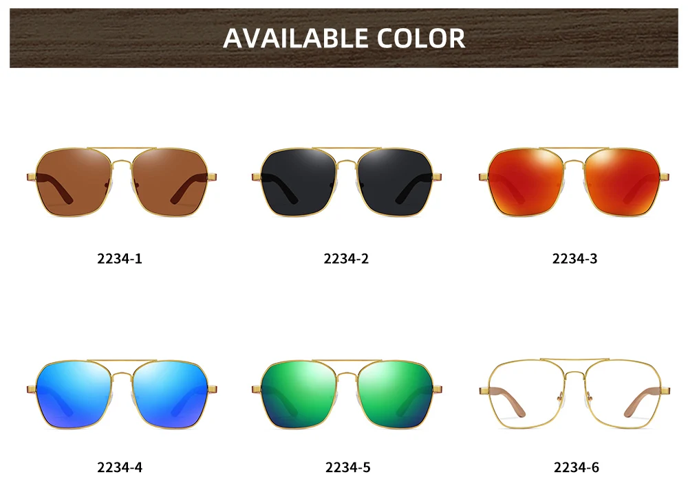 GM Fashion Retro Metallische Eckige Sonnenbrille für Damen und Herren Luxus Designer Marken Beliebte Fahrer-Sonnenbrille aus Bambus und Holz – Detail 3