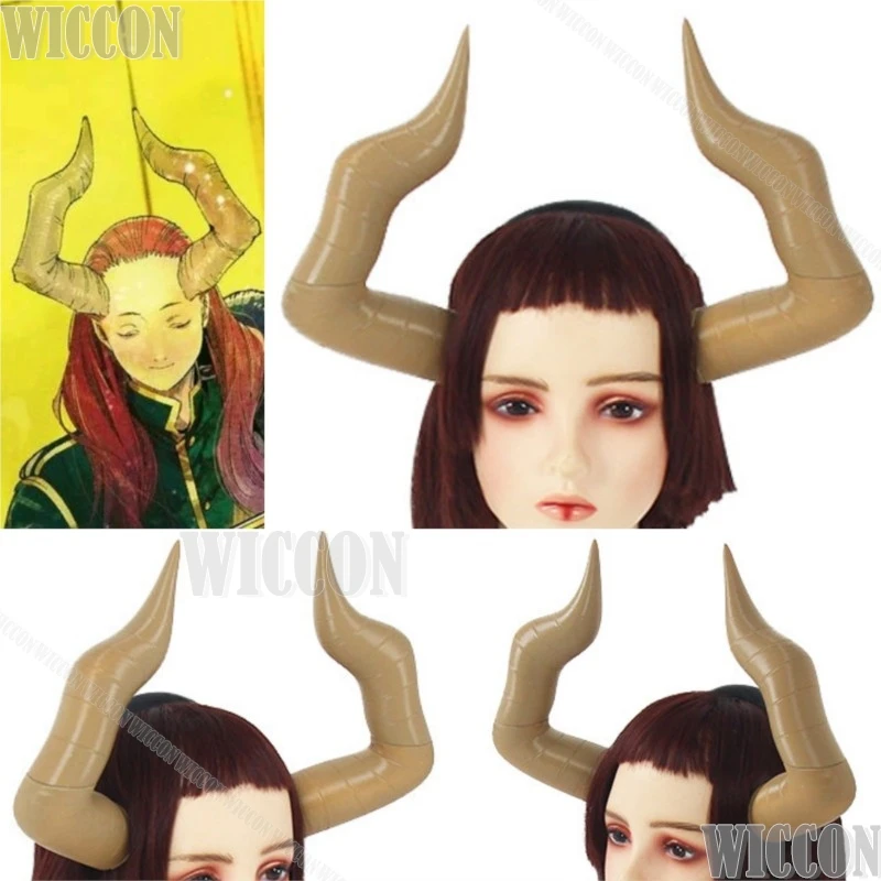 

Devil Horn Big Brown Headwear Macht Anime Beyond Journey End Cosplay Costume Man Halloween Party Cos Prop Accessories Roleplay