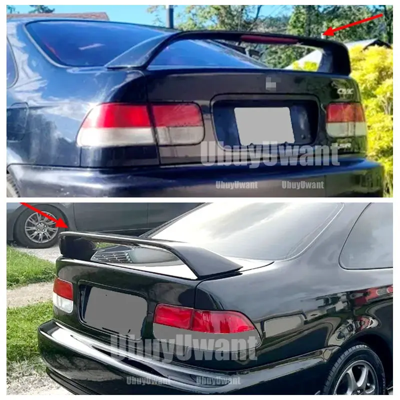 

Грунтовка, задний спойлер багажника автомобиля, крыло, светодиодный стоп-сигнал, черные спойлеры, аксессуары для ламп, Стайлинг автомобиля для Honda Civic 2DR 1996-2000 гг.