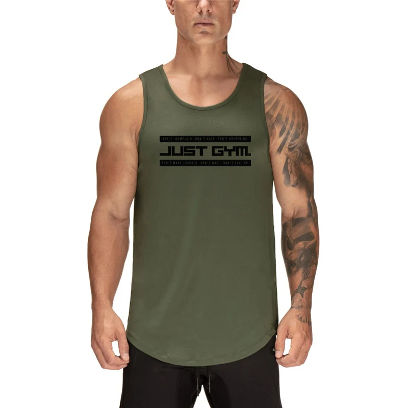 MACHINEFITNESS Men's Summer Fitness Running Sports Tank Top Sweatshirt Simple and Stylish Gym T-shirt