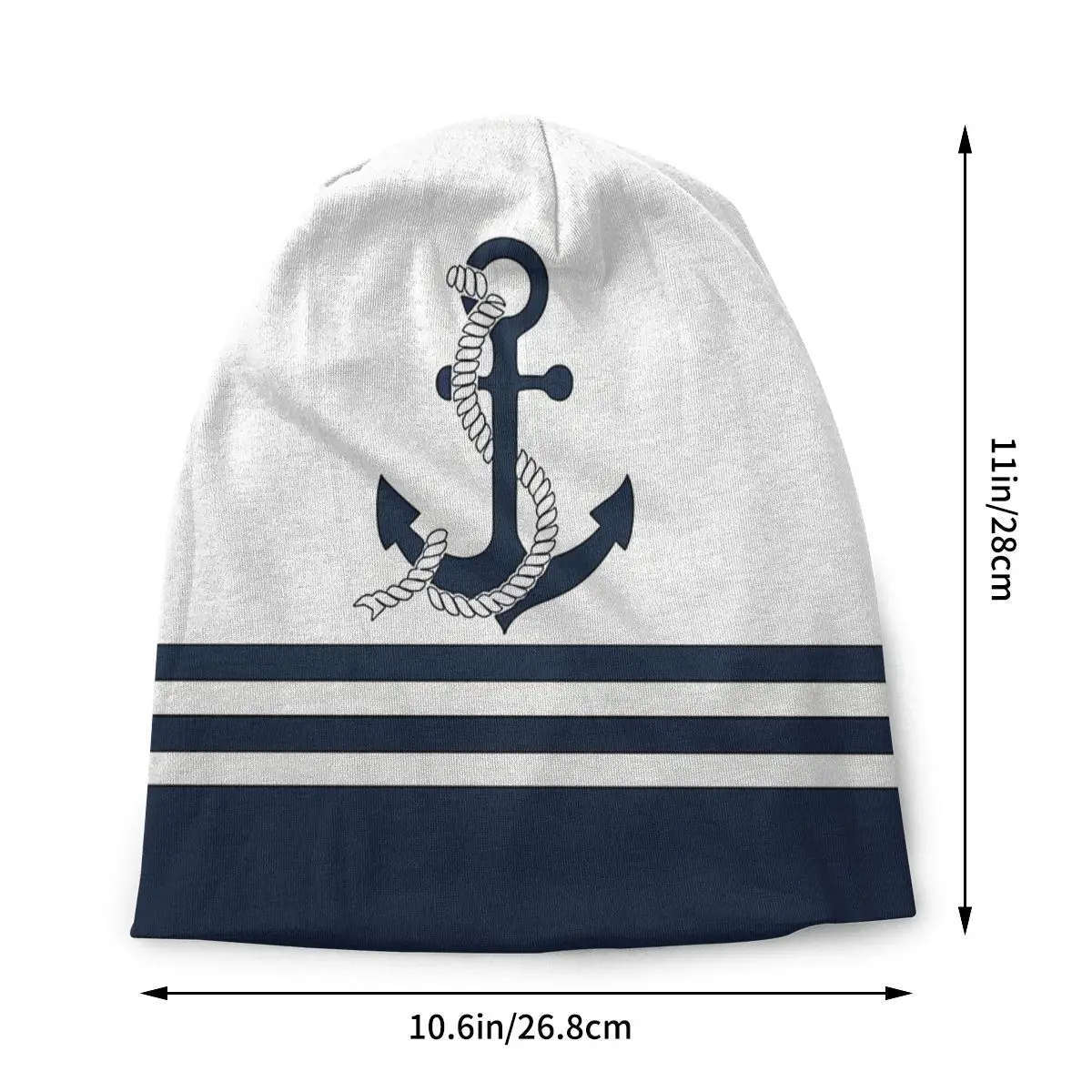 Anchor Nautical Blue Wwhite Stripes Men Women Thin Beanies Windproof Ski Cap Skullies Bonnet Hat