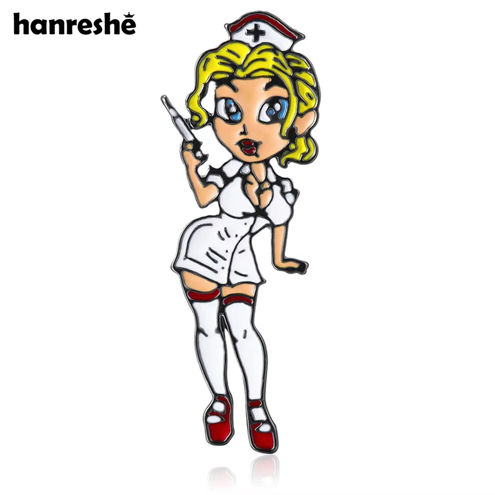 Hanreshe Sexy Nurse Enamel Brooch Pin Medical Jewelry Lapel Backpack Hat Badge Funny Medicine Gifts for Doctor and Women Girls