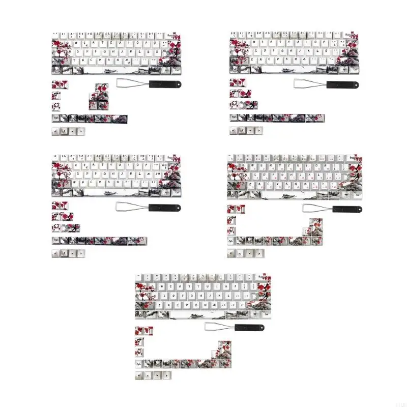 

2025 Новый немецкий французский Испания Ansi Dyesub Keycaps Plum Blossom 80Keys CherryProfile Keycap