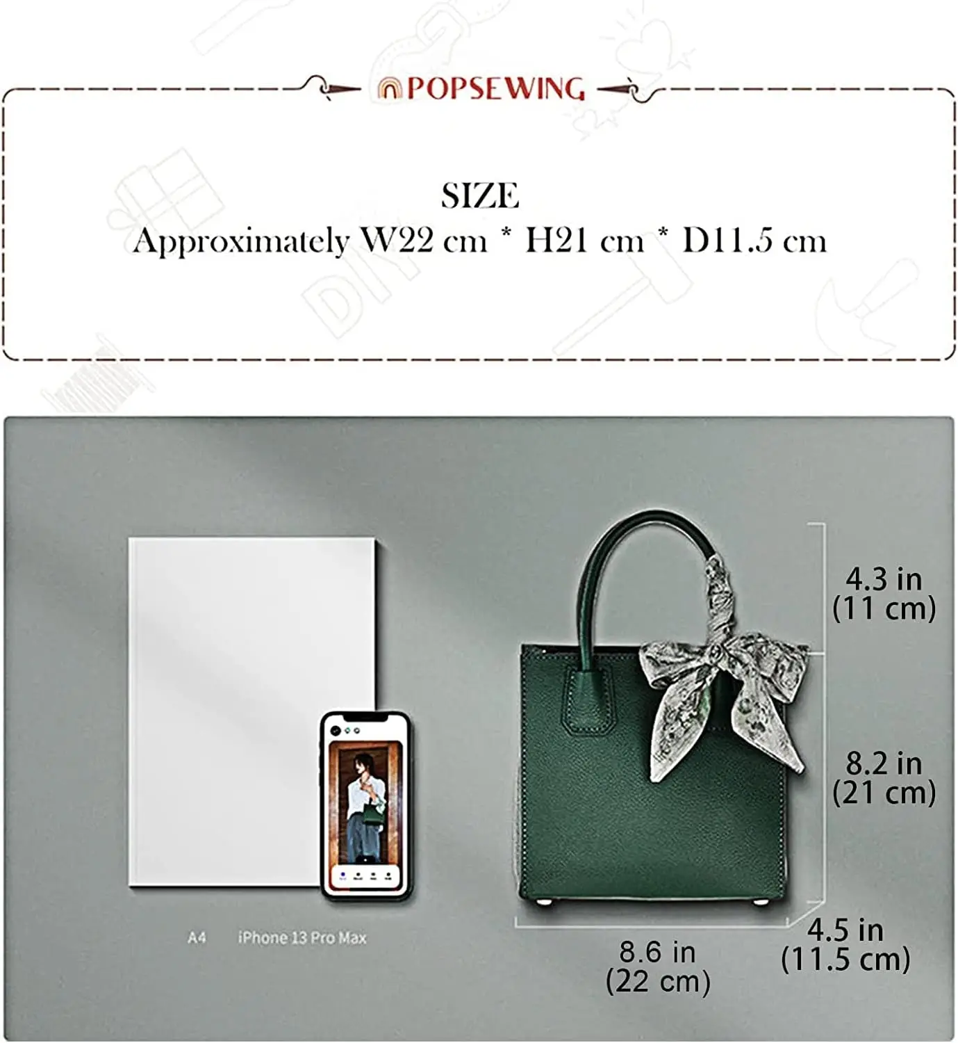 Top Grain Leather Mini Tote Handbag DIY Kit,Crossbody Shoulder Bag with Sewing Kits For Women, DIY Bag Kit for Personalized Gift