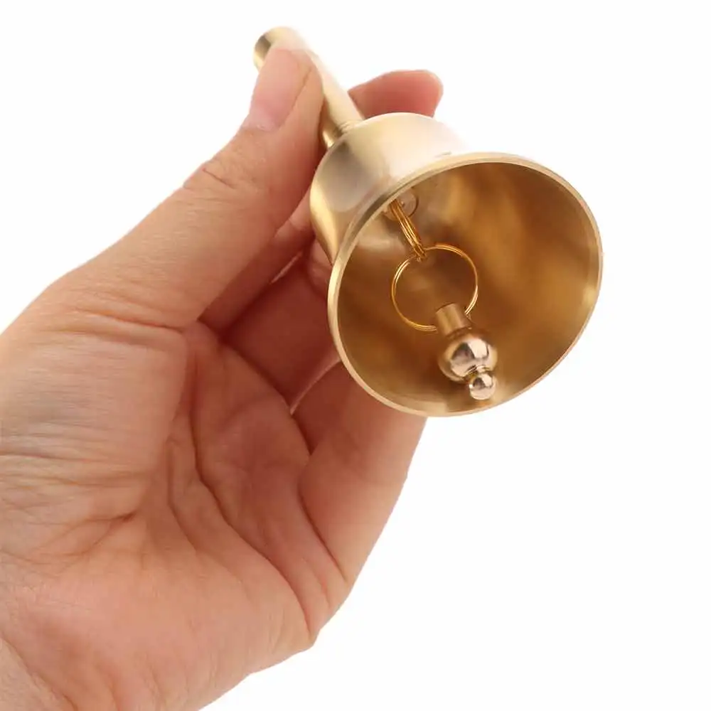 Extra Loud Pure Copper Hand Bell Vintage Manual Operation Solid Brass Call Bell Easy To Hold Portable Hand Cranked Bell