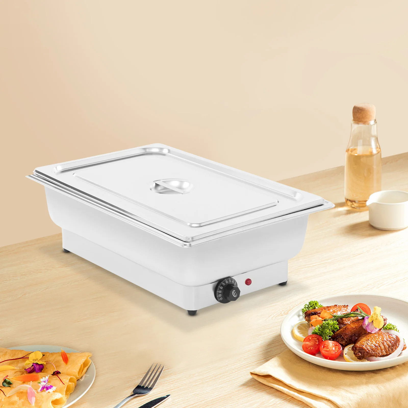 

Электрическая инсультационная печь из нержавеющей стали серебристого цвета, 56x36x18 см, 9 литров, с плоской крышкой, для одного обеденного стола