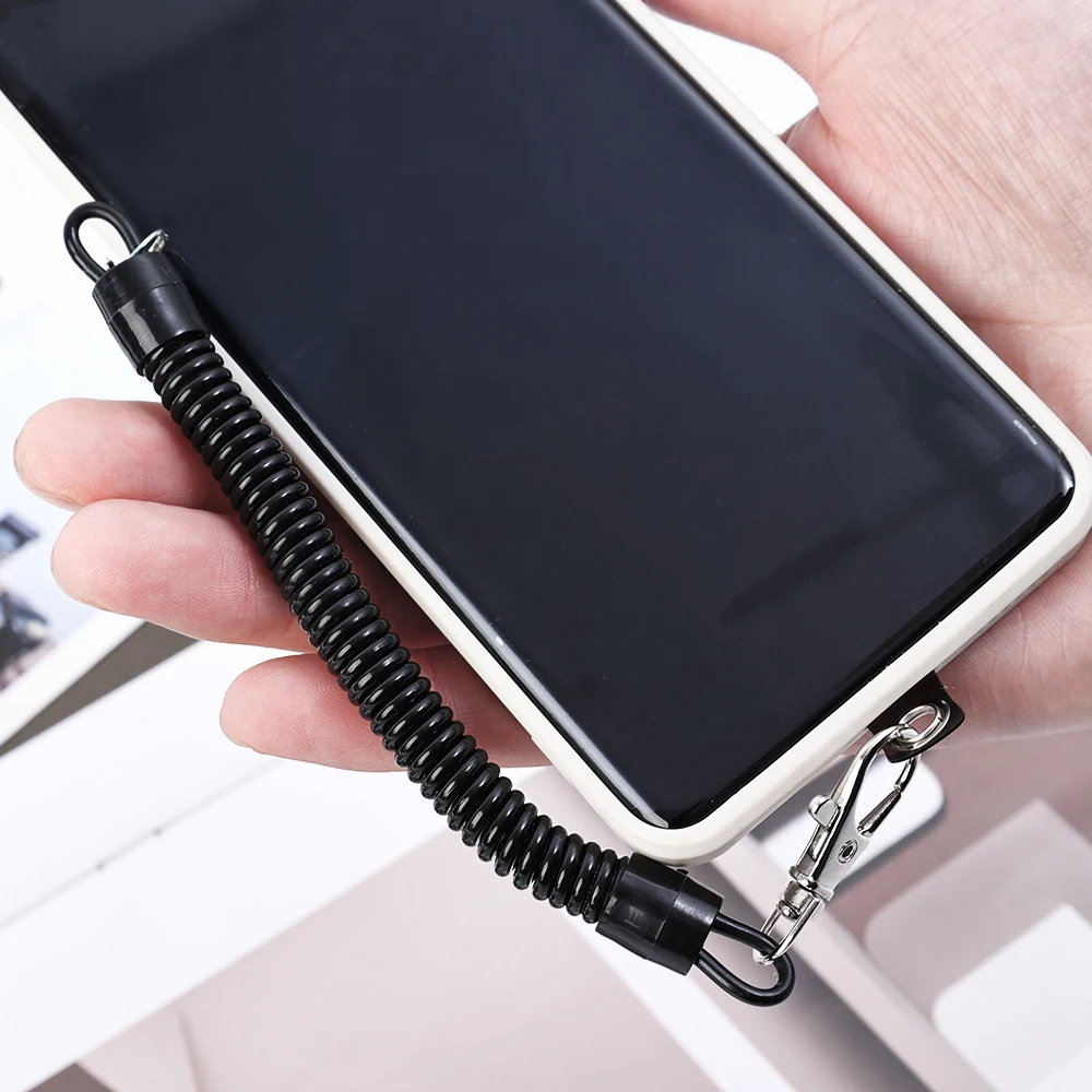 Universal Telescopic Spring Anti-theft Gasket Phone Lanyard Mobile Phone Charm Bracelet Straps Hanging Rope with Patch Pad