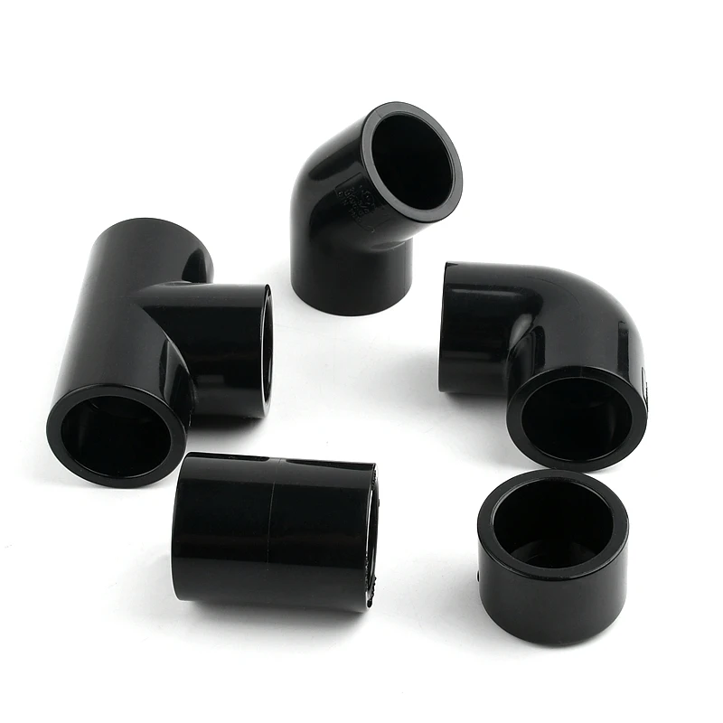 1~10PCS 20,25mm Black UPVC Connectors Aquarium Accessories Fish Tank Joints Garden Irrigation Fittings Water Pipe Joint 1.6Mpa