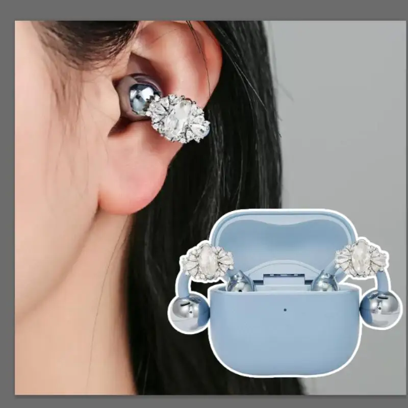 Flower Zircon Earbud Clip Detachable Ear Decor Accessory Compatible with AirPods Huawei Xiaomi All Bluetooth Earphones