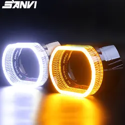 SANVI 2pcs Crystal Angel Eyes For 3.0 Inches Bi LED Xenon Projector Lense Headlight DRL Car Light Accessories