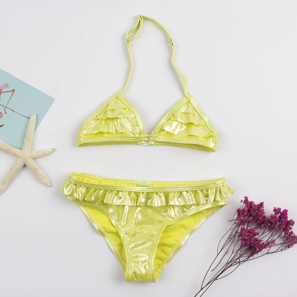 ساطع كشكش الصلبة الصيف الشاطئ الفتيات الاطفال ملابس السباحة عطلة اللعب في الهواء الطلق قابل للتعديل الطفل بيكيني مجموعة #5