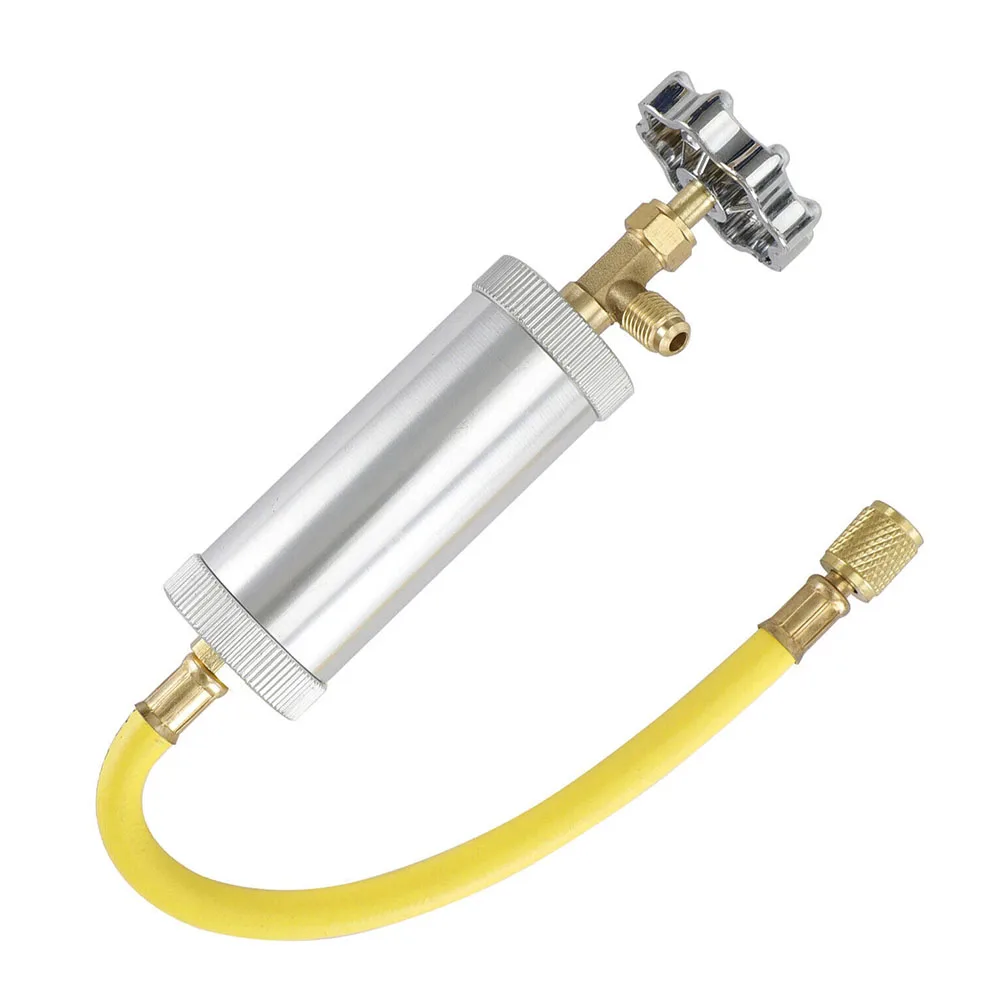 

R134A R12 Hand Turn Pump Oil Injection For Injecting Oil And Dye Into Vehicle A/C Adapter 1/4 SAE Male 1/4 SAE Female Connector