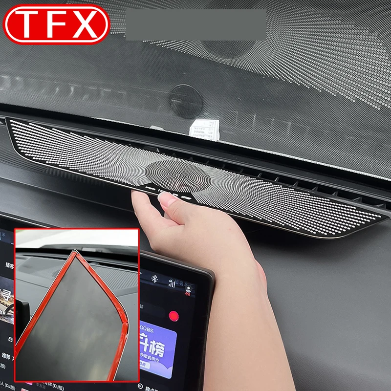 Untuk Chery ICAR 03T Aksesori Mobil, instrumen penata penutup Panel klakson bingkai dekoratif penutup Speaker baja tahan karat