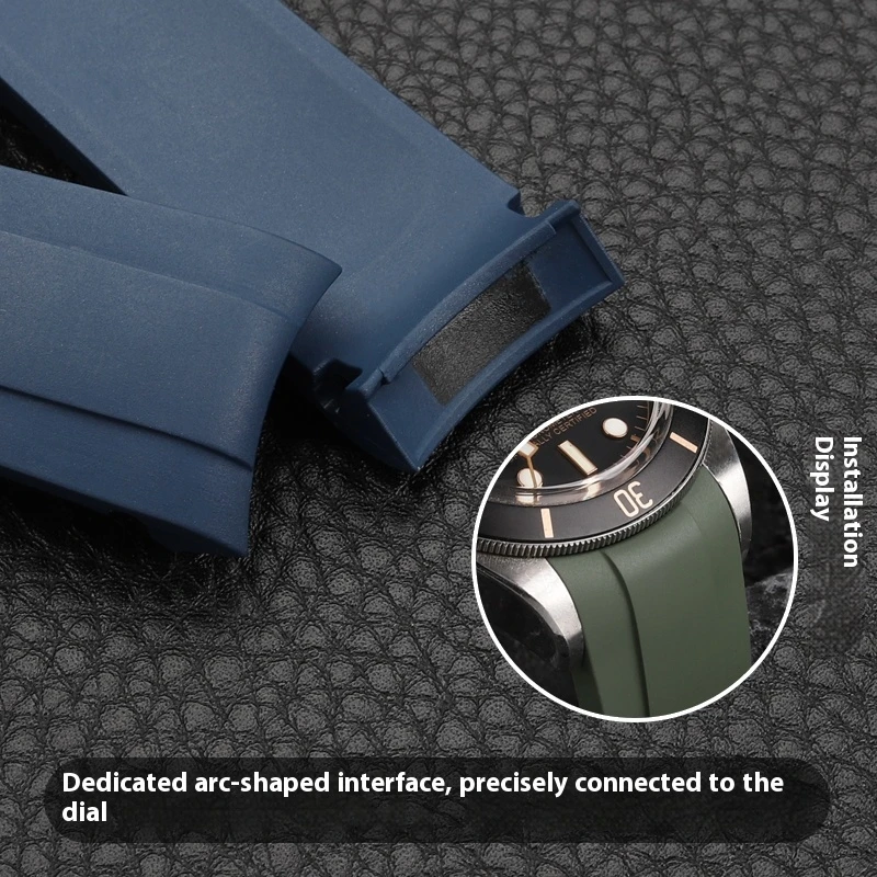 ل تيودور بلاك باي 1958 M79030N/B M79010S M7939G1 FKM حزام ساعة اليد قوس الفم الرياضة حزام الساعات للرجال مقاوم للماء 20 مللي متر حزام لينة