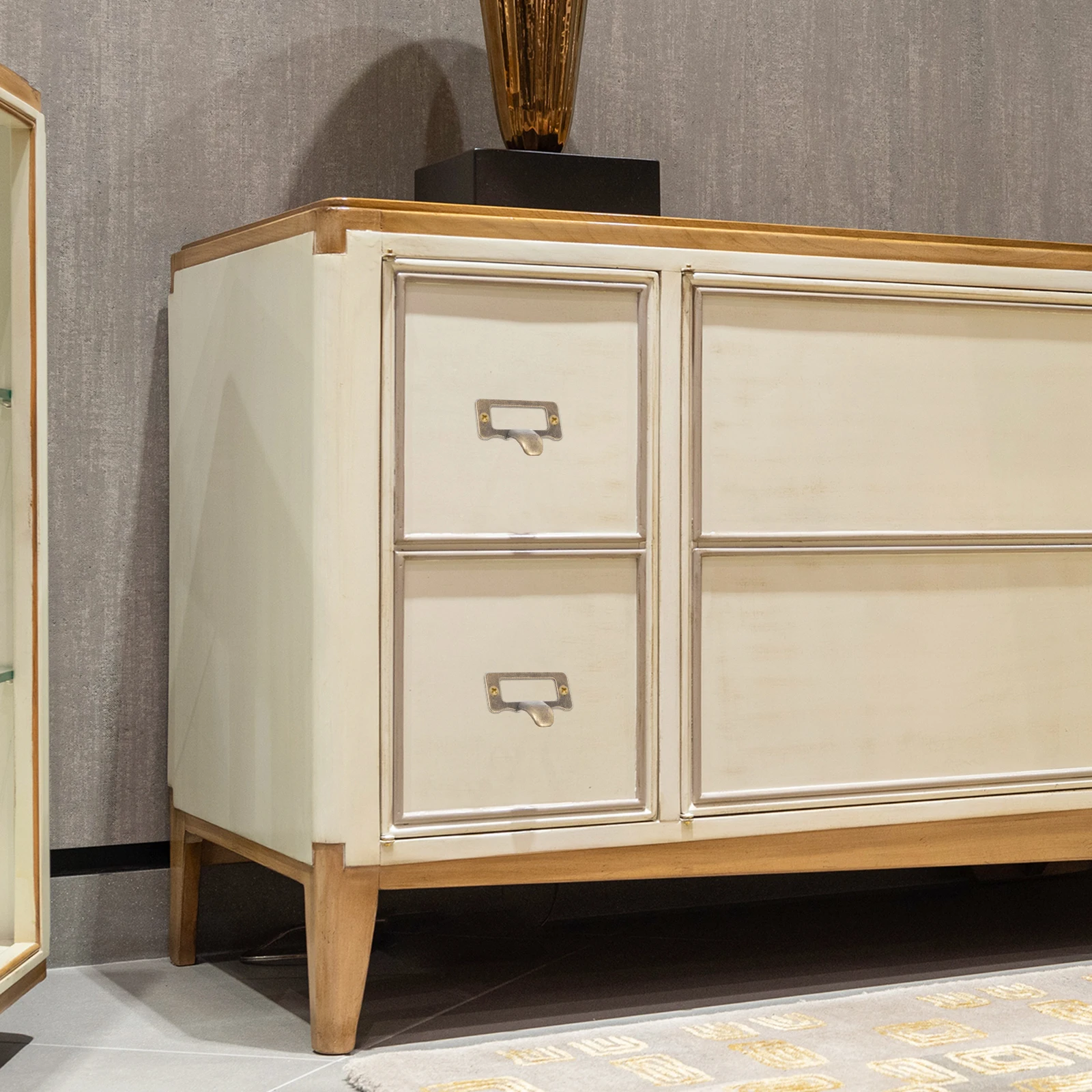 

Zinc Alloy Drawer Label Frames Furniture Cabinet Pulls H Cards Holder Vintage Style Easy Installation Wooden Medicine Box