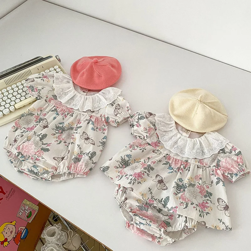 Summer Infant neonate vestiti Suitb Baby Twins camicia stampata in cotone a maniche corte + pantaloncini in PP Set di abbigliamento per neonate