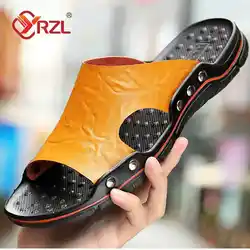 YRZL-Zapatillas de cuero sintético para hombre, sandalias clásicas de verano, suaves, marrones, cómodas, ligeras, EVA