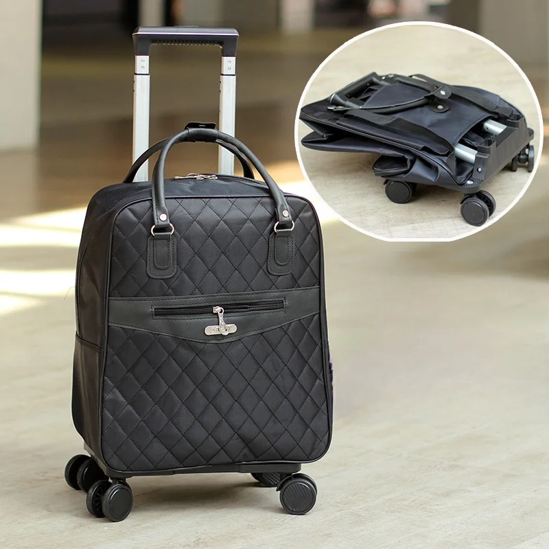 lightweight-oxford-fabric-travel-bag-with-double-shoulder-strap-and-extendable-pull-rod-for-short-trips-unisex-airport-bag