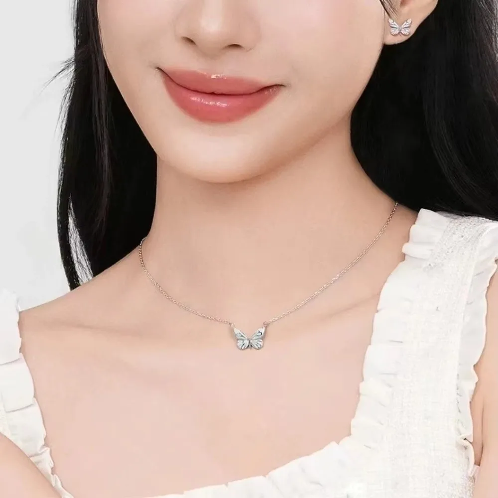 Fashion Luminous Butterfly Necklace Sweet Clavicle Chain Forest Necklace Bracelet Elegant Bangle Women Jewelry Collar Chain