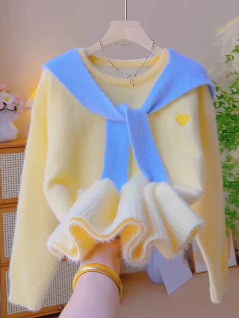 

Женский вязаный свитер Thiened на осень-зиму, мягкий, уютный, молочно-желтый, роскошный топ больших размеров против норки