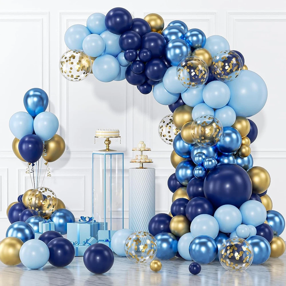 119Pcs Navy Blue Balloon Garland Arch Kit Baby Shower Decor Macaron Blue Gold Confetti Balloon Birthday Party Wedding Decoration