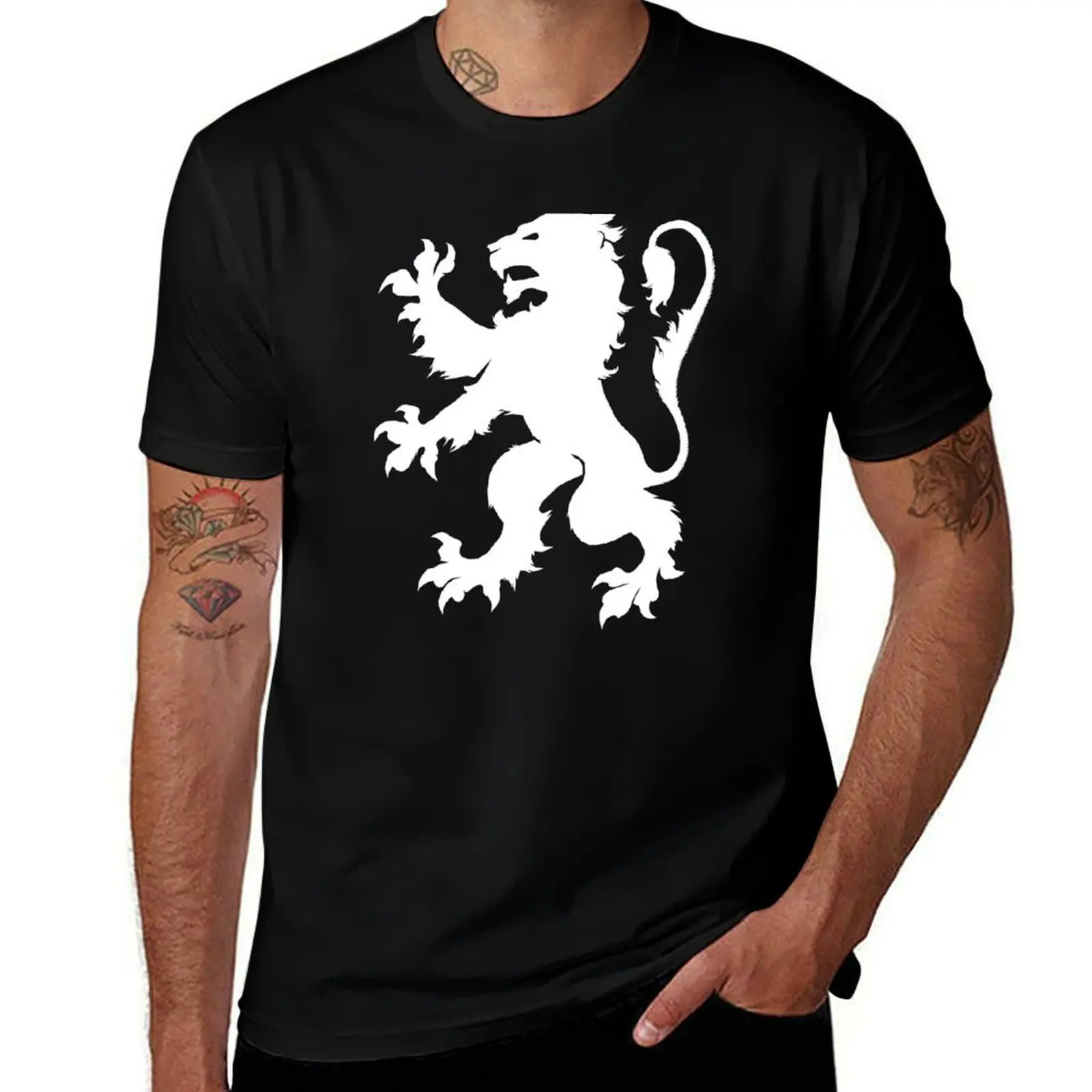 White Lion Rampant T-Shirt Big and Tall Solid Color T-Shirt