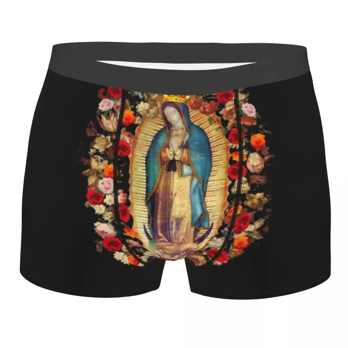 Onze Lieve Vrouw van Guadalupe Mexicaanse Maagd Maria Ondergoed Mannelijke Mexico Katholieke Saint Boxershorts Slipje Slips Ademende onderbroeken