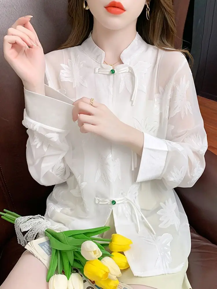 Retro Jacquard Button-up Sun Protective Jacket for Women Summer New Fashion Versatile Lightweight Cardigan Coat