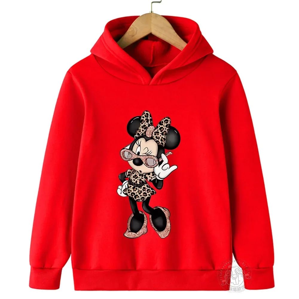 Disney Minnie Harajuku Children\'s Hoodie Girls Clothing Boys Infant Clothing Spring Autumn New Warm Sportswear Street Casual