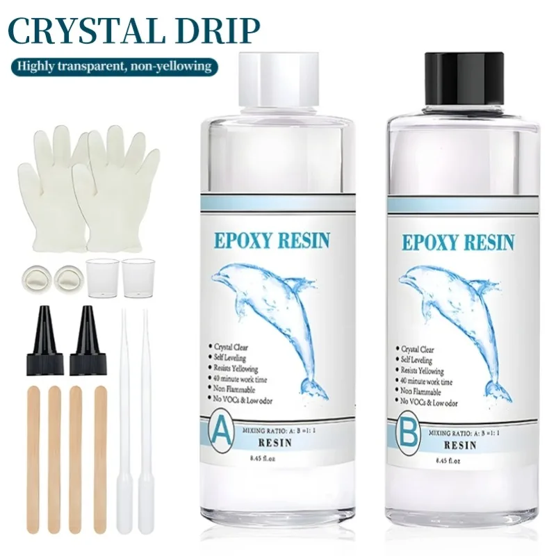 

Crystal Clear Epoxy Resin Kit 1:1 AB High-Definition Bubbles Free Epoxy Resin for Coating and Casting Craft DIY Jewelry Making