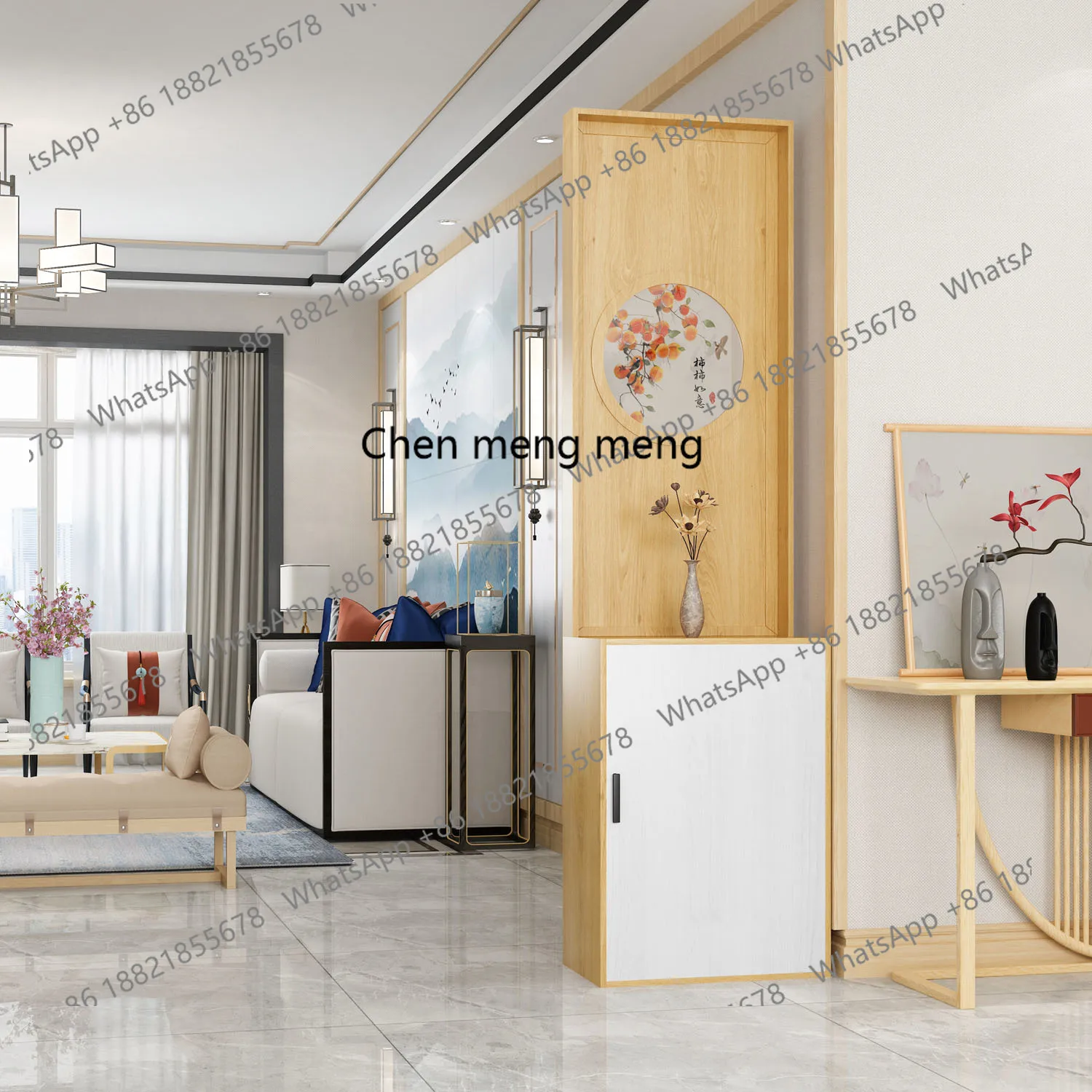 

Log screen partition cabinet entrance shoe cabinet modern simple wooden decoration room hall entrance cabinet