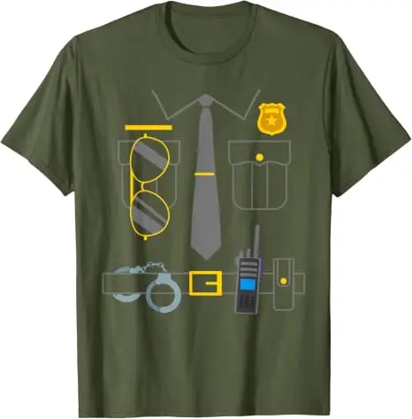 Polizisten-Kostüm Lustiges Polizisten-T-Shirt Y2k Persönlichkeit Einzigartige Geschenke Neuartige Fantastische Polizeikleidung mit Grafik – Detail 8